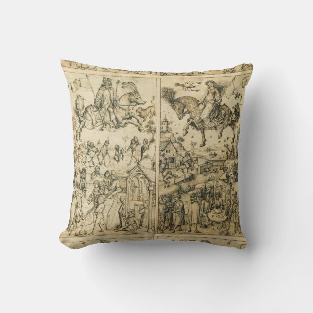Coussin Dessin d'Astronomie noir blanc SUN & MOON (Recto)