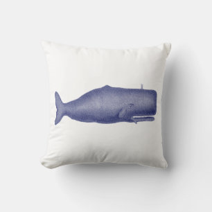 Coussin Dessin de baleine vintage du 19e siècle N