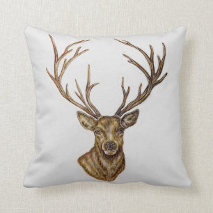 Coussin Dessin de cerfs de bois d'art animal