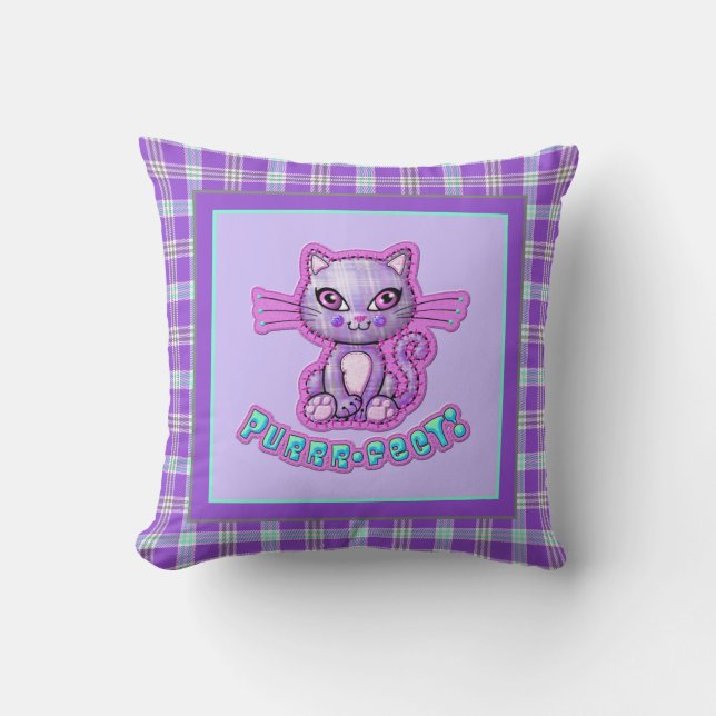 Coussin Dessin de chat plaqué transparent réversible (Recto)