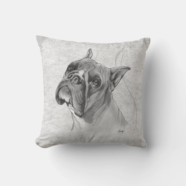 Coussin Dessin de chien de boxeur (Recto)