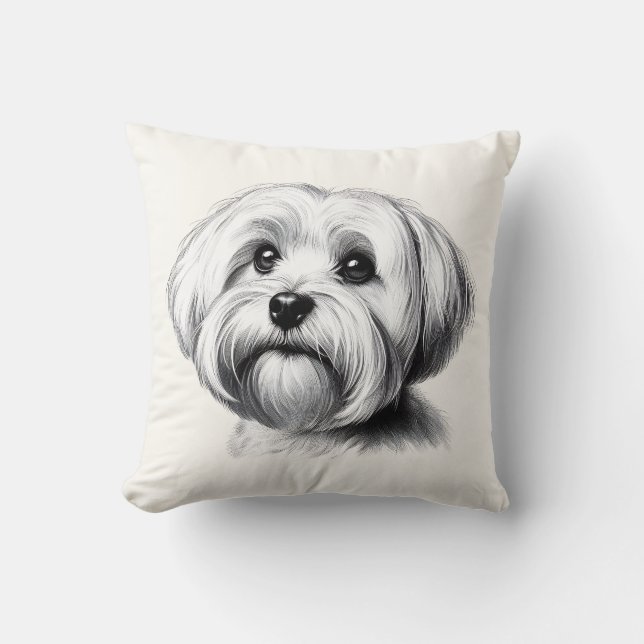 Coussin Dessin de chien maltais (Recto)