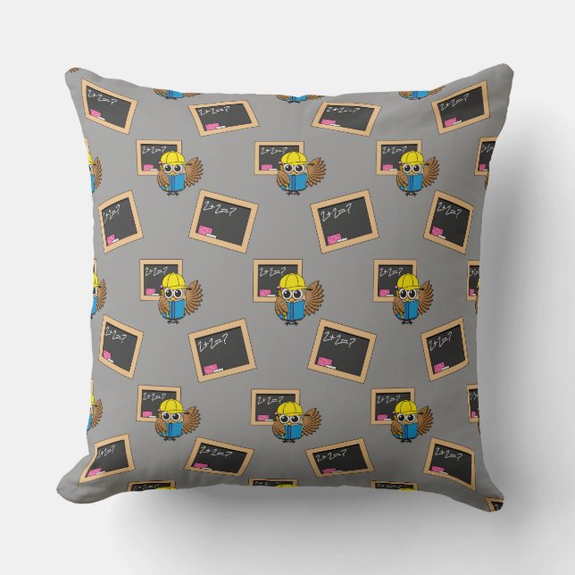 Coussin Dessin de chouette écolière (Recto)