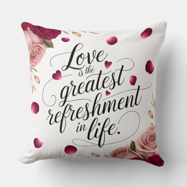 Coussin Dessin de citation florale Rose Élégante (Recto)