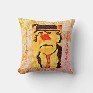 Coussin Dessin de clown vintage les années 70 (D1) modifia