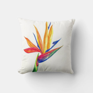 Coussin Dessin de couleur d'eau de l'Oiseau du Paradis