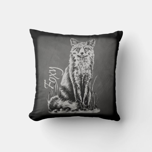 Coussin Dessin de craie de l'art animal de Fox sur le (Recto)