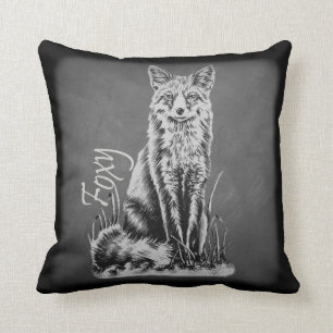 Coussin Dessin de craie de l'art animal de Fox sur le