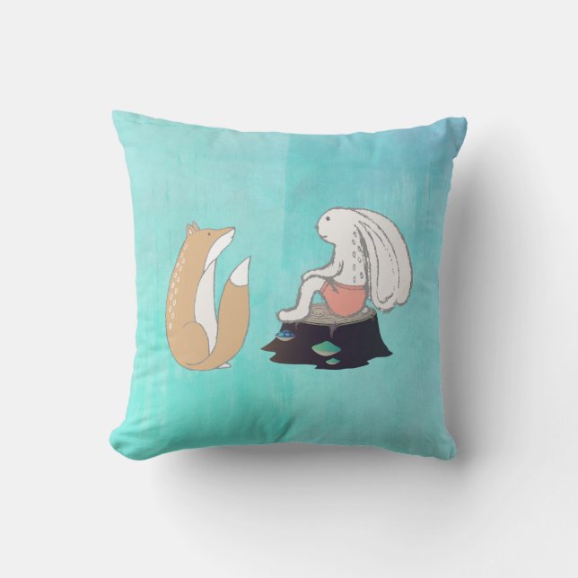 Coussin Dessin de créatures de bois de renard mignon et de (Recto)