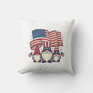 Coussin Dessin de gravure vintage de drapeau de gnome patr