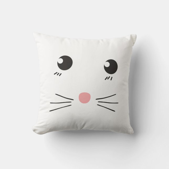 Coussin Dessin de la ligne de face du chat (Recto)