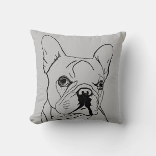 Coussin Dessin de ligne gris Bulldog tendance française