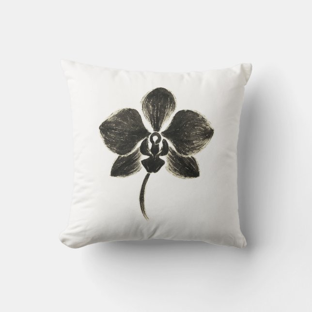 Coussin Dessin de ligne orchidée - Design floral sur (Recto)