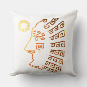 Coussin Dessin de Machu Picchu élégant moderne sur fond bl
