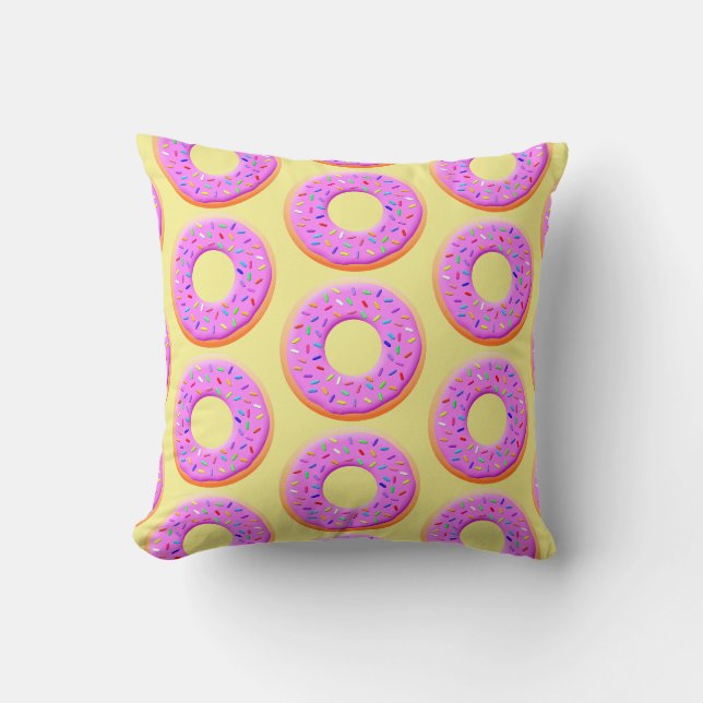 Coussin Dessin De Mignonne Donut Avec Des Saupoudrages (Recto)