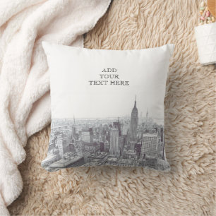 Coussin Dessin de paysage de la ville de New York sur mesu