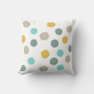 Coussin dessin de points peints à blanc amusant sur blanc