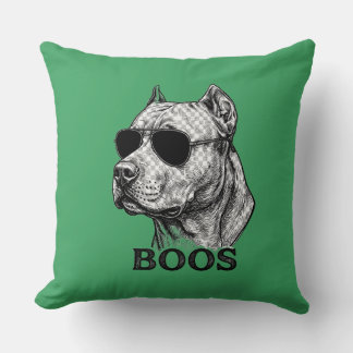 Coussin Dessin de tatouage à l'encre de Pitbull BOOS avec 