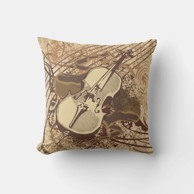 Coussin Dessin de violon de grunge Abstrait cool (Recto)