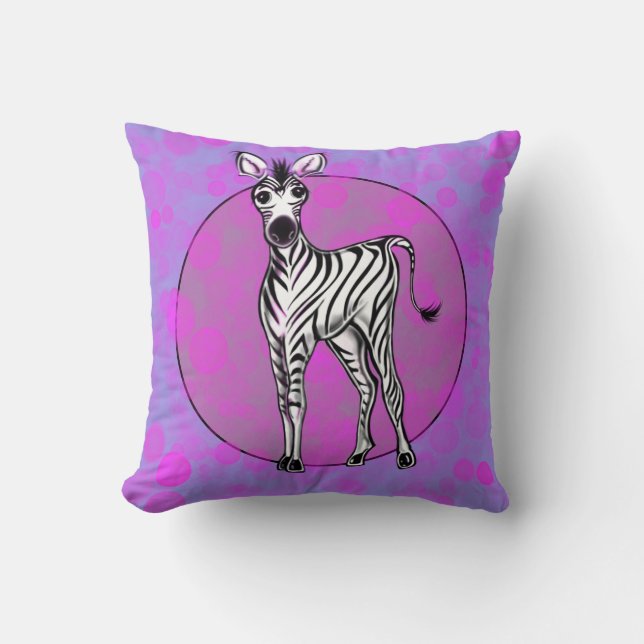 Coussin Dessin de Zèbre mignonne, animaux de safari (Recto)