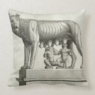 Coussin Dessin du bronze d'Etruscan du suc de -loup