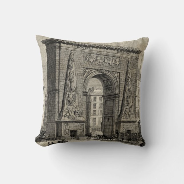 Coussin Dessin du monument de la Porte Saint-Denis (Recto)