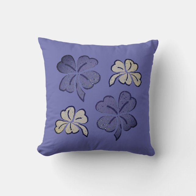 Coussin Dessin du Shamrock de fermeture violet (Recto)