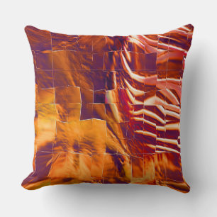 Coussin dessin en mosaïque Abstraite de feuille d'or rouge