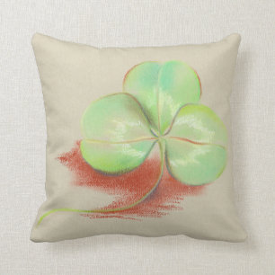 Coussin Dessin en pastel de trèfle de shamrock