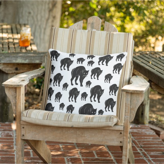Coussin Dessin en silhouette de chat noir à rallonge d'Hal (Chaise)