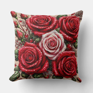 Coussin Dessin floral orné de gemmes complexes