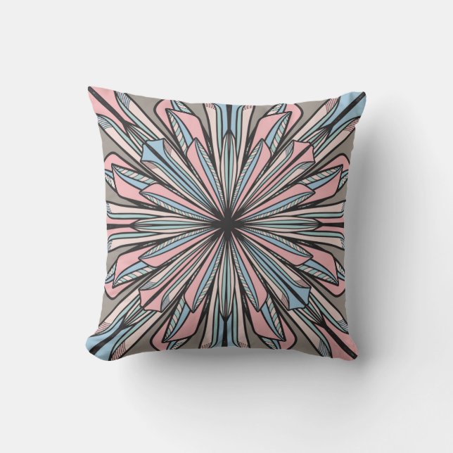 Coussin Dessin géométrique moderne gris rose Abstrait (Recto)