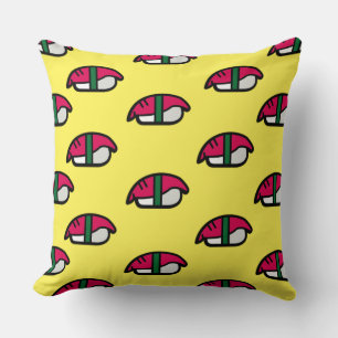 Coussin Dessin Kawaii Sushi, Riz de Poisson et Algues