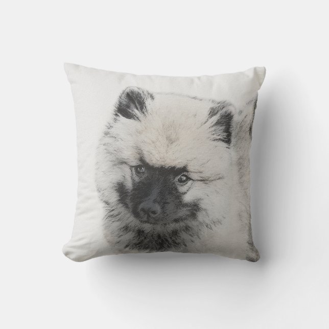 Coussin Dessin Keeshond Chiot - Joli dessin original Chien (Recto)