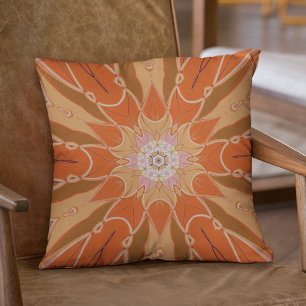 Coussin Dessin Mandala Fleur orange et rose