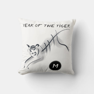 Coussin Dessin original5 Tigre chinois Année Monogramme Sq