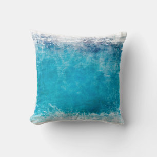 Coussin dessin peint bleu turquoise dépeint abstrait