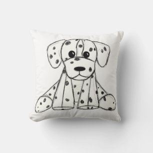 Coussin Dessin simple de contour de chien en peluche dalma
