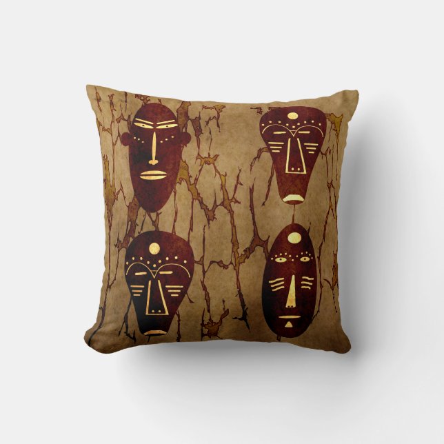 Coussin dessin tribal Abstrait africain (Recto)