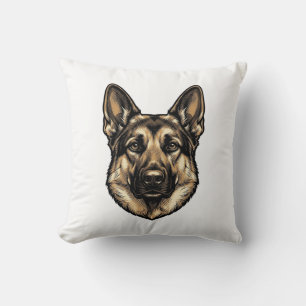 Coussin Dessin vectoriel de chien de berger à la gravure v