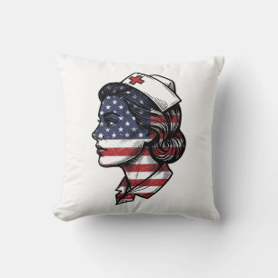 Coussin Dessin vectoriel de profil d'infirmière avec drape