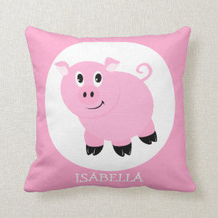 Coussin Dessinatrices de caricatures de cochons roses pers