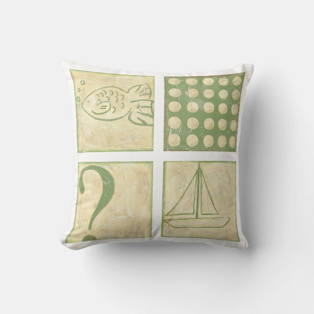 Coussin Dessins de blocs de bois de contes de poissons par (Recto)