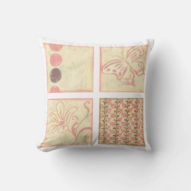 Coussin Dessins de blocs de bois rose par Chariklia Zarris (Recto)