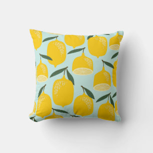 Coussin Dessins de citron, motif vintage tendance.