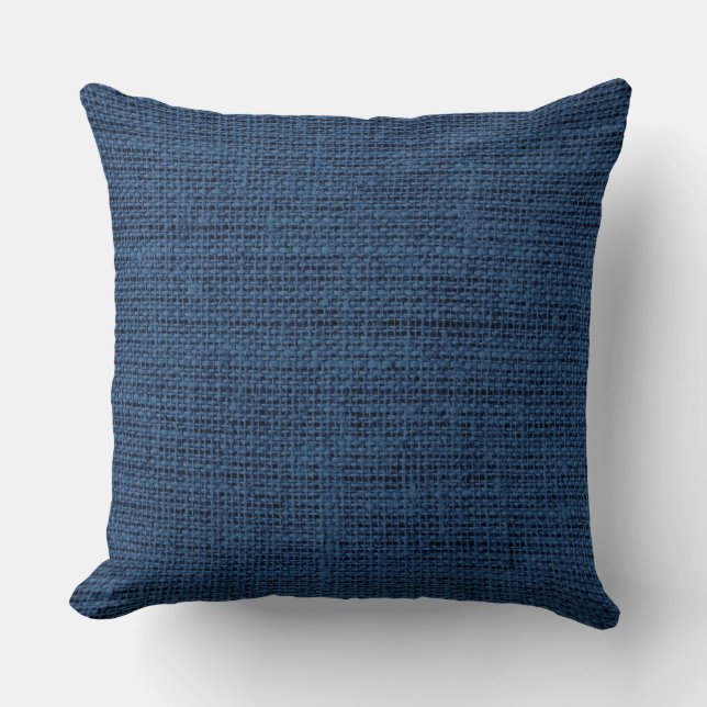 Coussin Dessous bleu Burlap Linen Rustic Jute (Recto)