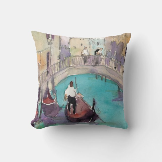 Coussin Destinations | Aquarelle Venise Gondola Ride (Recto)