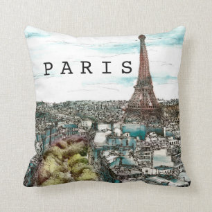 Coussin Destinations   Tour Eiffel Vintage à Paris