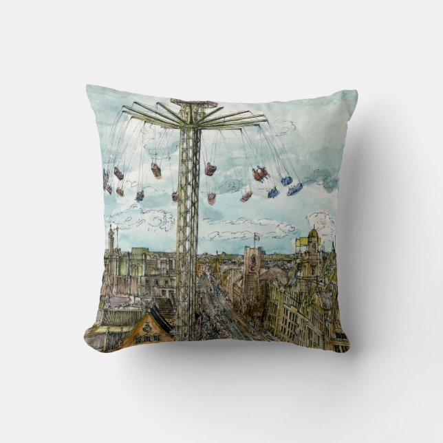 Coussin Destinations | Watercolor European Swing Ride (Recto)