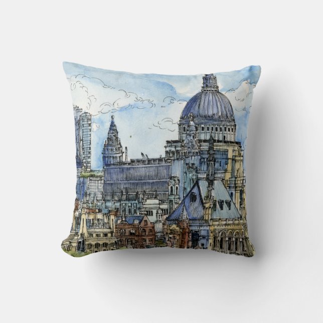 Coussin Destinations | Watercolor River Thames Waterfront (Recto)